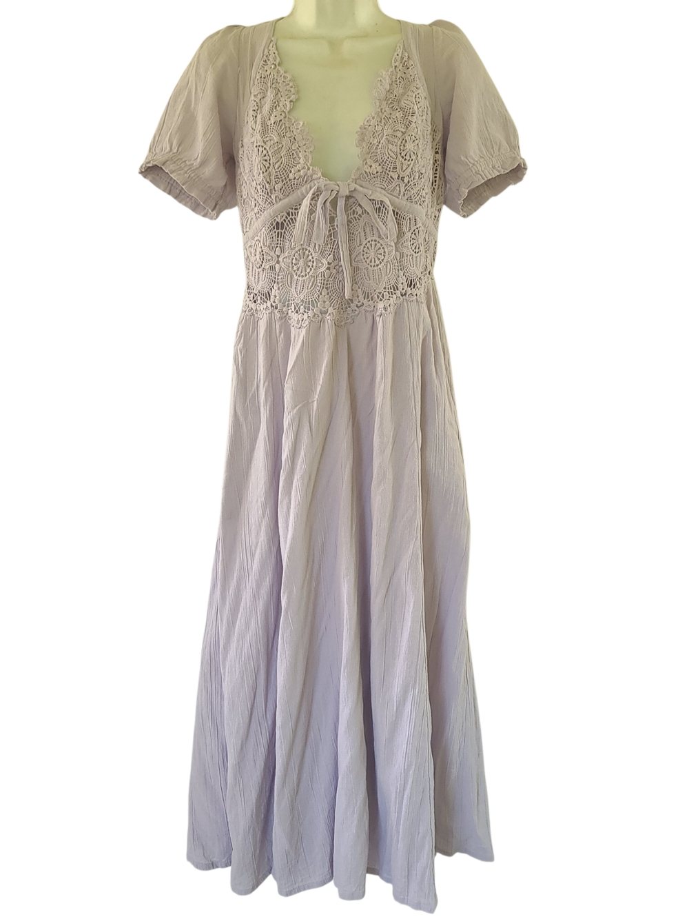 Free People All You Need Is Lace Midi Lavender Lace-Front Dress Excellent size M
